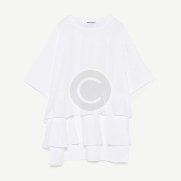 T-Shirt with flounces of poplin